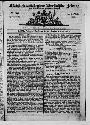 Königlich privilegirte Berlinische Zeitung von Staats- und gelehrten Sachen vom 04.10.1866