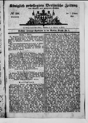 Königlich privilegirte Berlinische Zeitung von Staats- und gelehrten Sachen on Oct 7, 1866