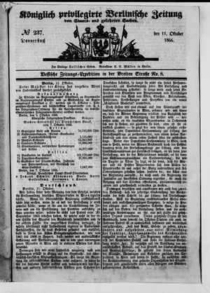 Königlich privilegirte Berlinische Zeitung von Staats- und gelehrten Sachen on Oct 11, 1866