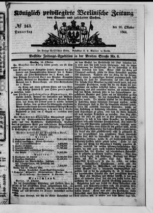 Königlich privilegirte Berlinische Zeitung von Staats- und gelehrten Sachen on Oct 18, 1866