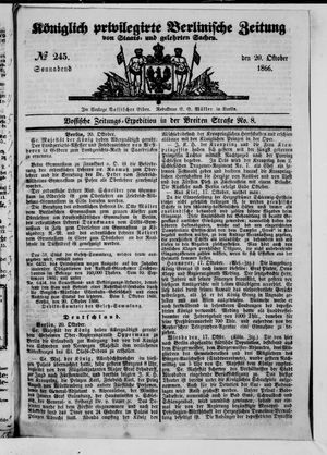 Königlich privilegirte Berlinische Zeitung von Staats- und gelehrten Sachen on Oct 20, 1866