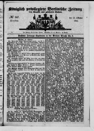Königlich privilegirte Berlinische Zeitung von Staats- und gelehrten Sachen vom 23.10.1866