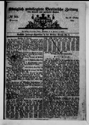 Königlich privilegirte Berlinische Zeitung von Staats- und gelehrten Sachen on Oct 28, 1866