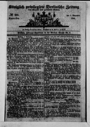 Königlich privilegirte Berlinische Zeitung von Staats- und gelehrten Sachen vom 01.11.1866