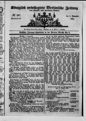Königlich privilegirte Berlinische Zeitung von Staats- und gelehrten Sachen on Nov 3, 1866