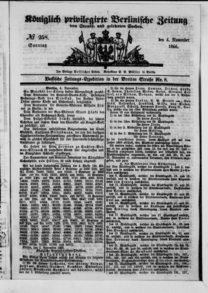Königlich privilegirte Berlinische Zeitung von Staats- und gelehrten Sachen on Nov 4, 1866