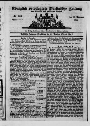Königlich privilegirte Berlinische Zeitung von Staats- und gelehrten Sachen on Nov 10, 1866
