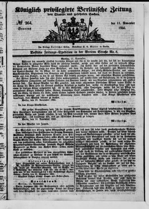 Königlich privilegirte Berlinische Zeitung von Staats- und gelehrten Sachen on Nov 11, 1866