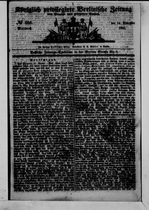 Königlich privilegirte Berlinische Zeitung von Staats- und gelehrten Sachen vom 14.11.1866