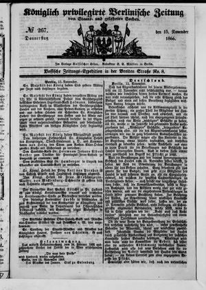 Königlich privilegirte Berlinische Zeitung von Staats- und gelehrten Sachen vom 15.11.1866
