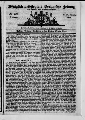 Königlich privilegirte Berlinische Zeitung von Staats- und gelehrten Sachen vom 21.11.1866