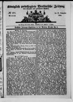 Königlich privilegirte Berlinische Zeitung von Staats- und gelehrten Sachen on Nov 28, 1866