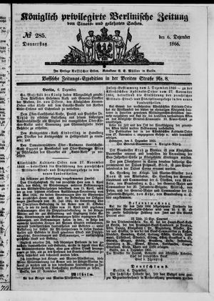 Königlich privilegirte Berlinische Zeitung von Staats- und gelehrten Sachen vom 06.12.1866