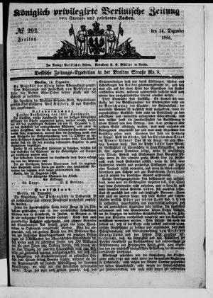 Königlich privilegirte Berlinische Zeitung von Staats- und gelehrten Sachen on Dec 14, 1866