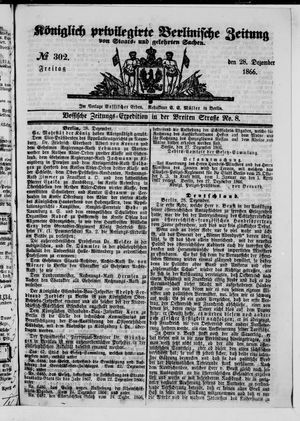 Königlich privilegirte Berlinische Zeitung von Staats- und gelehrten Sachen vom 28.12.1866
