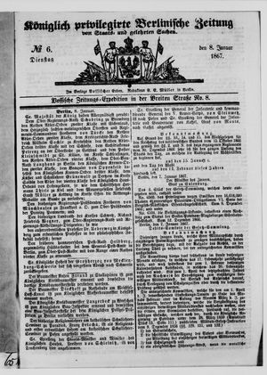 Königlich privilegirte Berlinische Zeitung von Staats- und gelehrten Sachen vom 08.01.1867