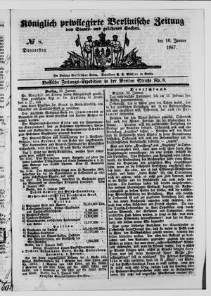 Königlich privilegirte Berlinische Zeitung von Staats- und gelehrten Sachen on Jan 10, 1867
