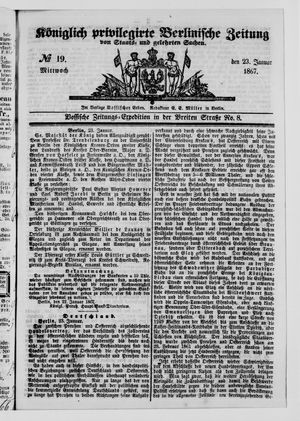 Königlich privilegirte Berlinische Zeitung von Staats- und gelehrten Sachen vom 23.01.1867