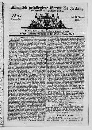 Königlich privilegirte Berlinische Zeitung von Staats- und gelehrten Sachen vom 24.01.1867