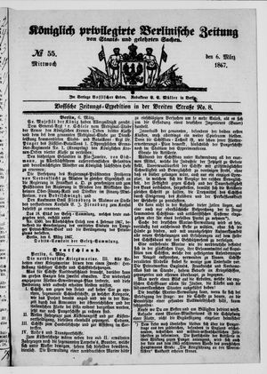 Königlich privilegirte Berlinische Zeitung von Staats- und gelehrten Sachen on Mar 6, 1867
