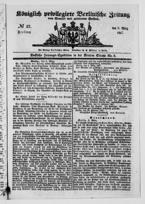 Königlich privilegirte Berlinische Zeitung von Staats- und gelehrten Sachen on Mar 8, 1867