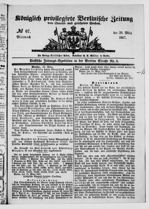 Königlich privilegirte Berlinische Zeitung von Staats- und gelehrten Sachen vom 20.03.1867