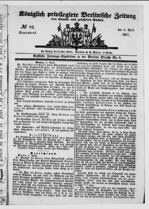 Königlich privilegirte Berlinische Zeitung von Staats- und gelehrten Sachen vom 06.04.1867