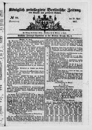 Königlich privilegirte Berlinische Zeitung von Staats- und gelehrten Sachen vom 28.04.1867