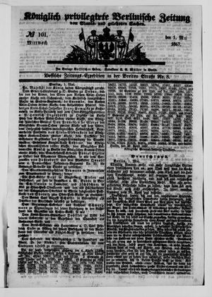 Königlich privilegirte Berlinische Zeitung von Staats- und gelehrten Sachen on May 1, 1867