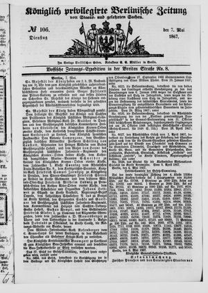 Königlich privilegirte Berlinische Zeitung von Staats- und gelehrten Sachen vom 07.05.1867