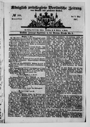 Königlich privilegirte Berlinische Zeitung von Staats- und gelehrten Sachen vom 09.05.1867