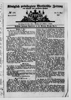 Königlich privilegirte Berlinische Zeitung von Staats- und gelehrten Sachen vom 11.05.1867