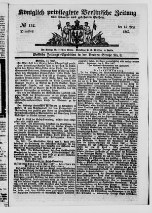 Königlich privilegirte Berlinische Zeitung von Staats- und gelehrten Sachen on May 14, 1867