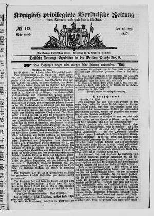 Königlich privilegirte Berlinische Zeitung von Staats- und gelehrten Sachen on May 15, 1867