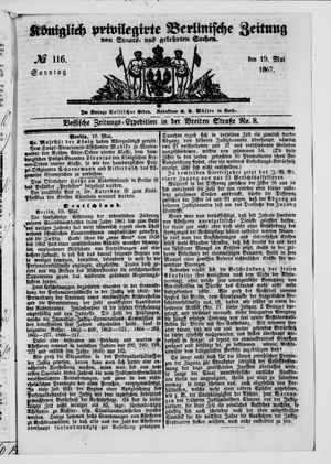 Königlich privilegirte Berlinische Zeitung von Staats- und gelehrten Sachen vom 19.05.1867