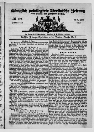 Königlich privilegirte Berlinische Zeitung von Staats- und gelehrten Sachen vom 08.06.1867
