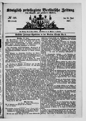Königlich privilegirte Berlinische Zeitung von Staats- und gelehrten Sachen vom 26.06.1867