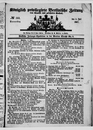 Königlich privilegirte Berlinische Zeitung von Staats- und gelehrten Sachen on Jul 4, 1867