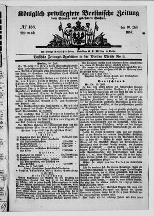 Königlich privilegirte Berlinische Zeitung von Staats- und gelehrten Sachen vom 10.07.1867