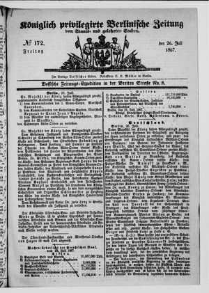 Königlich privilegirte Berlinische Zeitung von Staats- und gelehrten Sachen on Jul 26, 1867