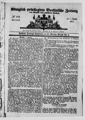 Königlich privilegirte Berlinische Zeitung von Staats- und gelehrten Sachen vom 07.08.1867