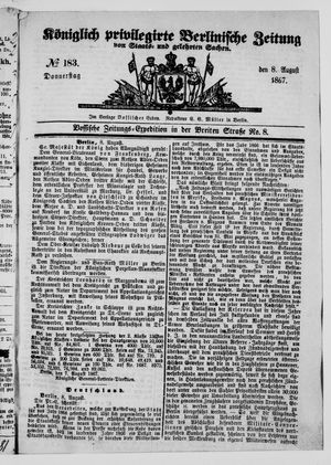 Königlich privilegirte Berlinische Zeitung von Staats- und gelehrten Sachen vom 08.08.1867