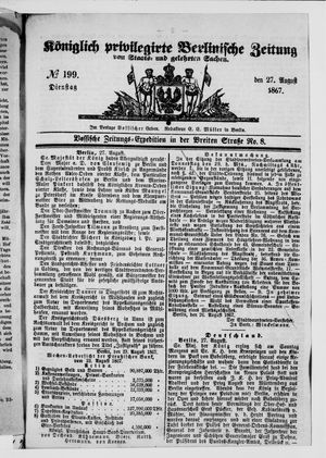 Königlich privilegirte Berlinische Zeitung von Staats- und gelehrten Sachen vom 27.08.1867