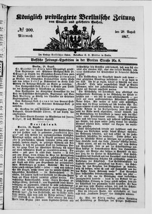 Königlich privilegirte Berlinische Zeitung von Staats- und gelehrten Sachen on Aug 28, 1867