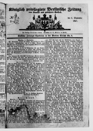 Königlich privilegirte Berlinische Zeitung von Staats- und gelehrten Sachen vom 06.09.1867