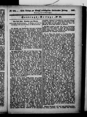 Königlich privilegirte Berlinische Zeitung von Staats- und gelehrten Sachen vom 08.09.1867