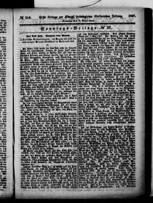 Königlich privilegirte Berlinische Zeitung von Staats- und gelehrten Sachen vom 15.09.1867
