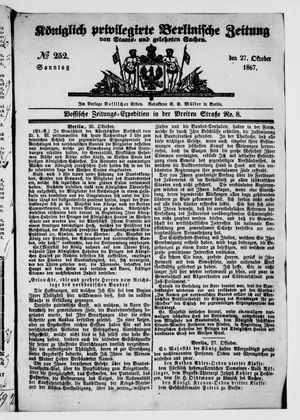Königlich privilegirte Berlinische Zeitung von Staats- und gelehrten Sachen vom 27.10.1867
