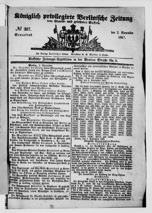 Königlich privilegirte Berlinische Zeitung von Staats- und gelehrten Sachen vom 02.11.1867