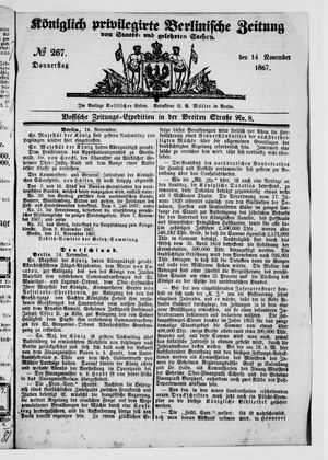 Königlich privilegirte Berlinische Zeitung von Staats- und gelehrten Sachen on Nov 14, 1867